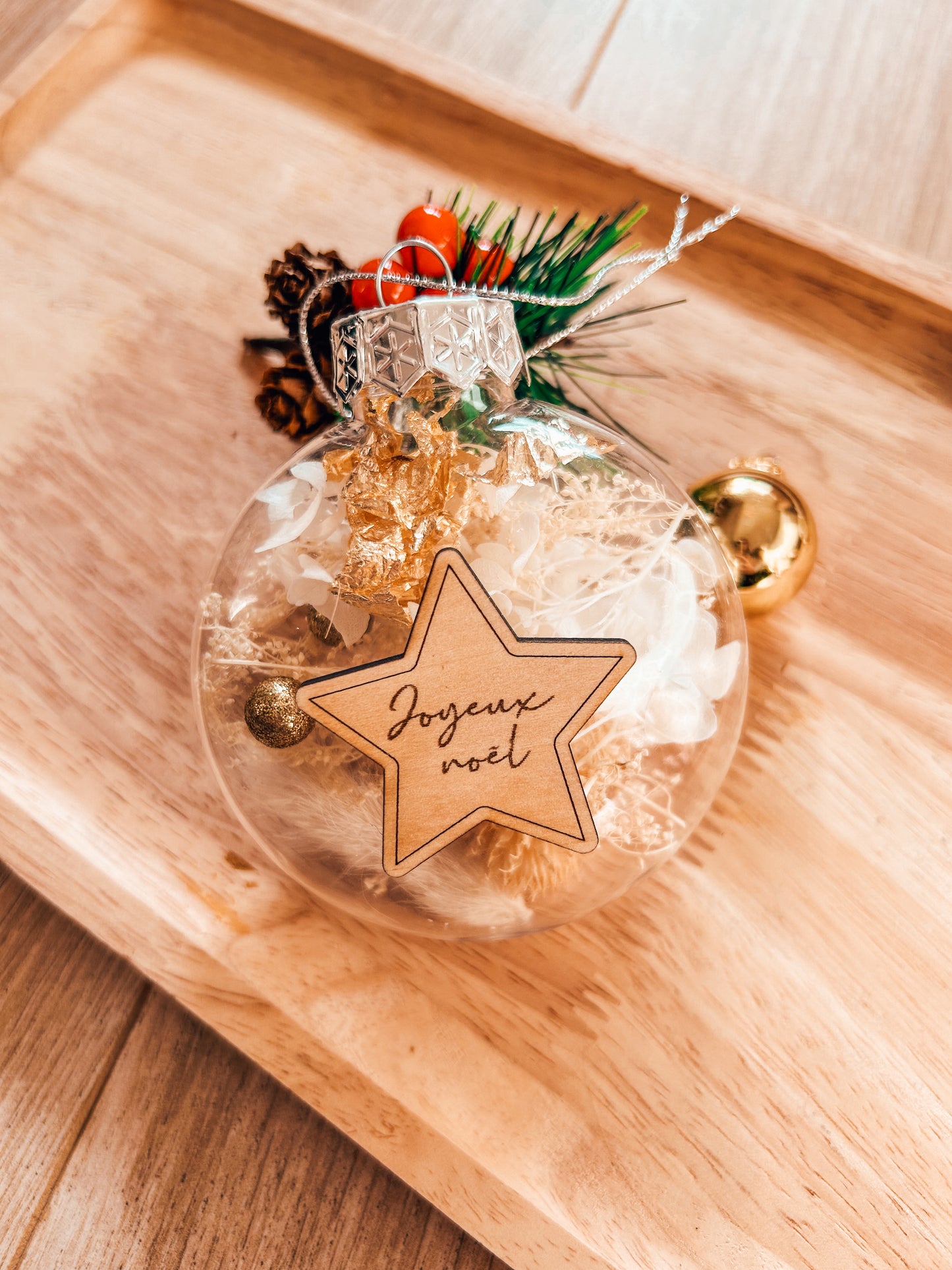 Boule de noël fleurs séchées