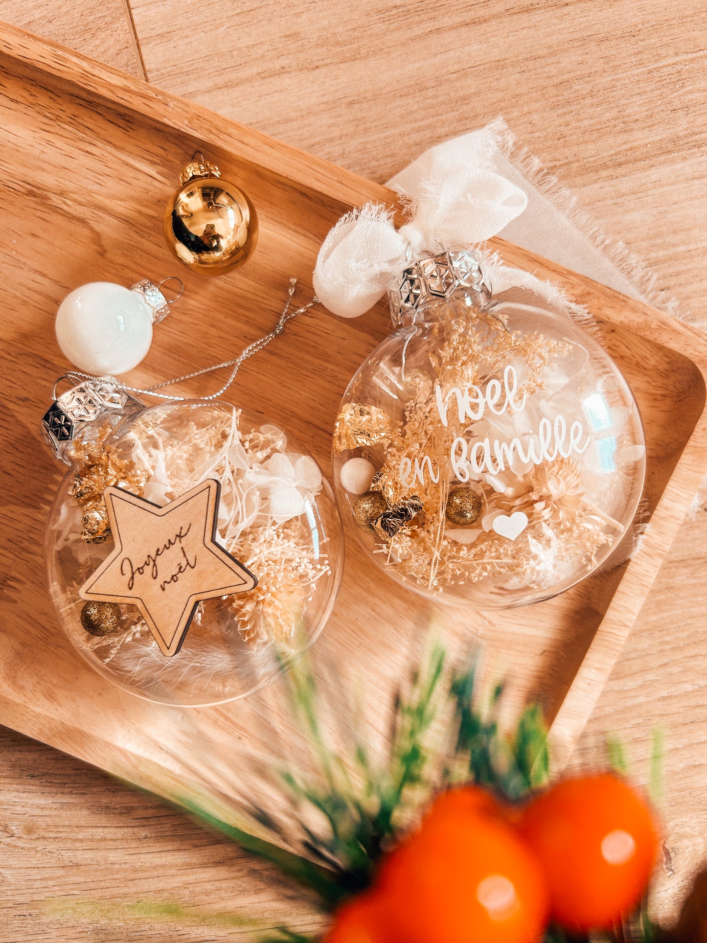Boule de noël fleurs séchées